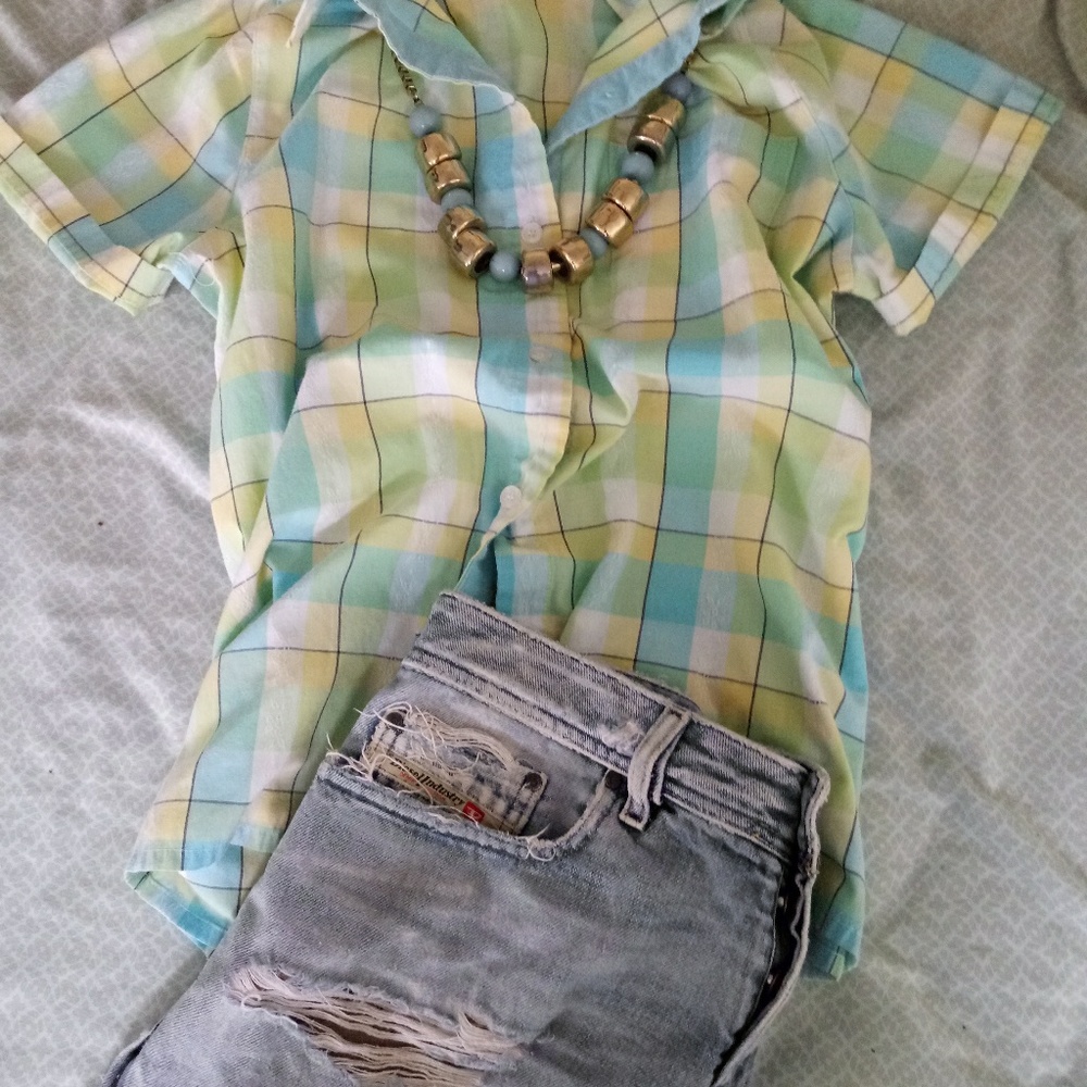 Button Down collared Plaid Alfred Dunner size 14